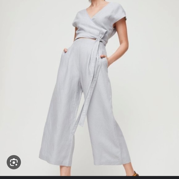 Aritzia Wilfred Brax Jumpsuit. Wide-leg Wrap Top. - Picture 4 of 5